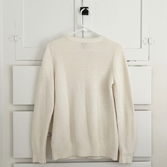 L.L. Bean Cream Cotton Cashmere Waffle Knit Button Front Cardigan Sweater Small - Picture 5 of 6